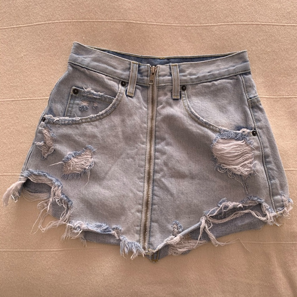 Carmar LF Beatrice zip up zip front denim skirt 24